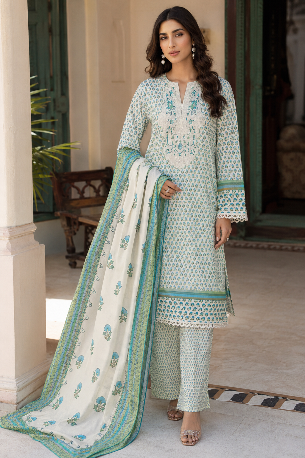3Pcs Unstitched  LUS-V5-006