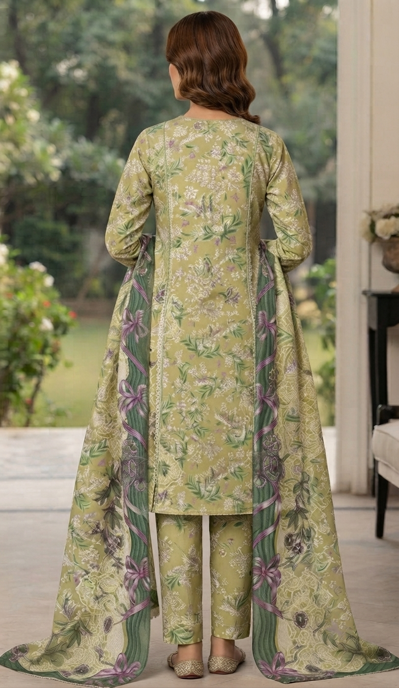3Pcs Unstitched  LUS-V5-007
