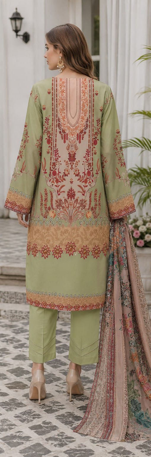 3Pcs Unstitched  LUS-V6-0010