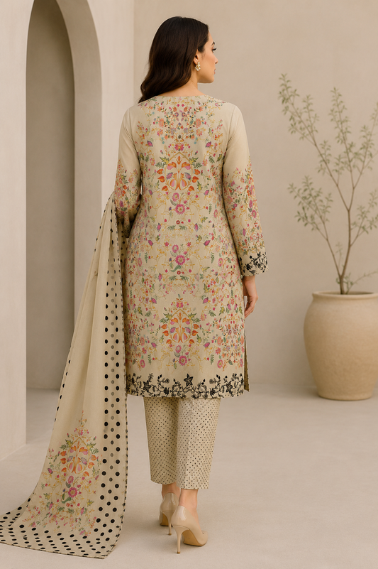 3Pcs Unstitched  LUS-V6-003