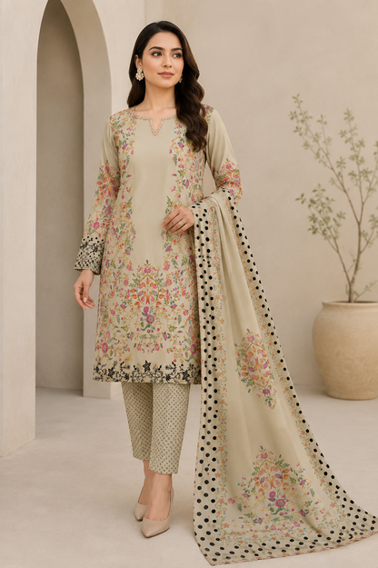 3Pcs Unstitched  LUS-V6-003