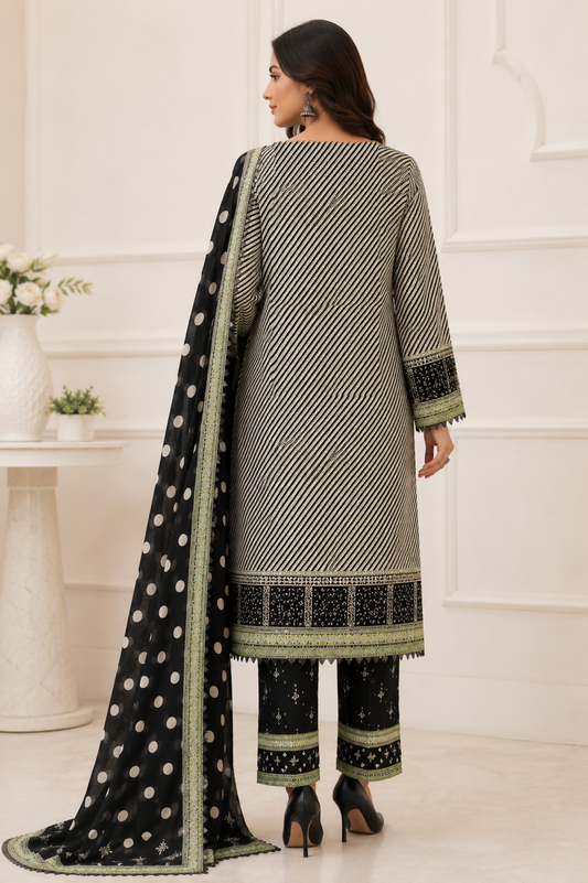 3Pcs Unstitched  LUS-V6-004
