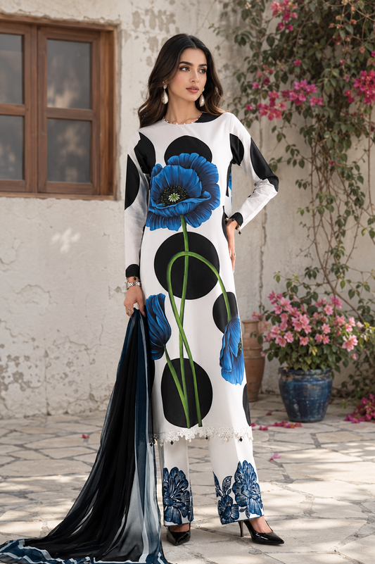 3Pcs Unstitched  LUS-V6-005