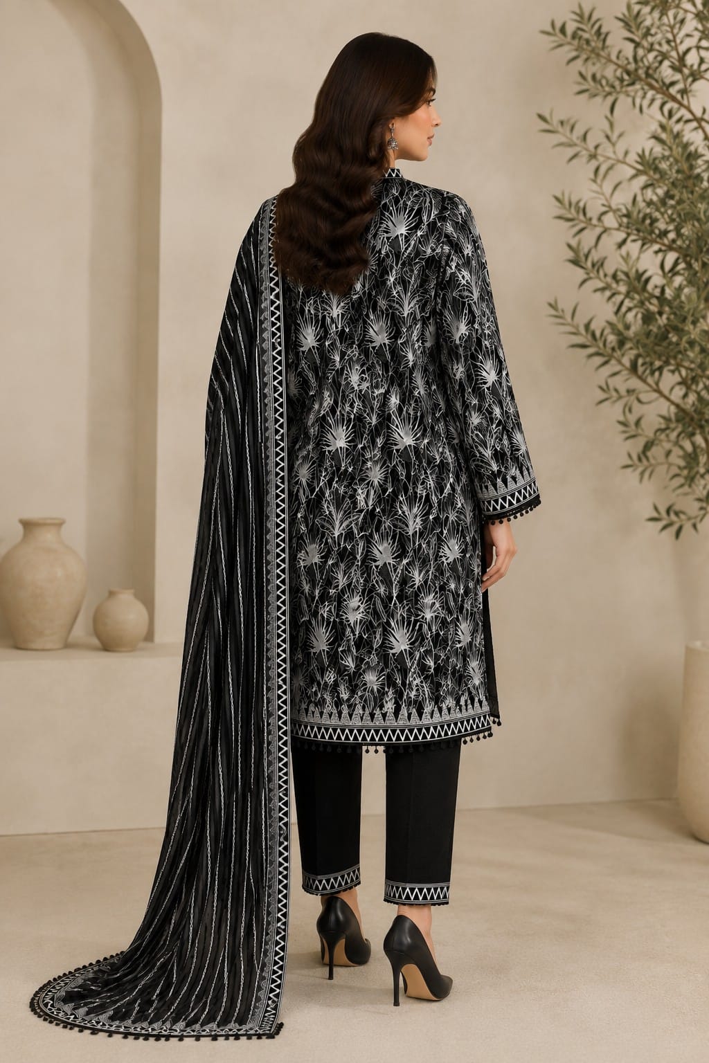 3Pcs Unstitched  LUS-V6-007
