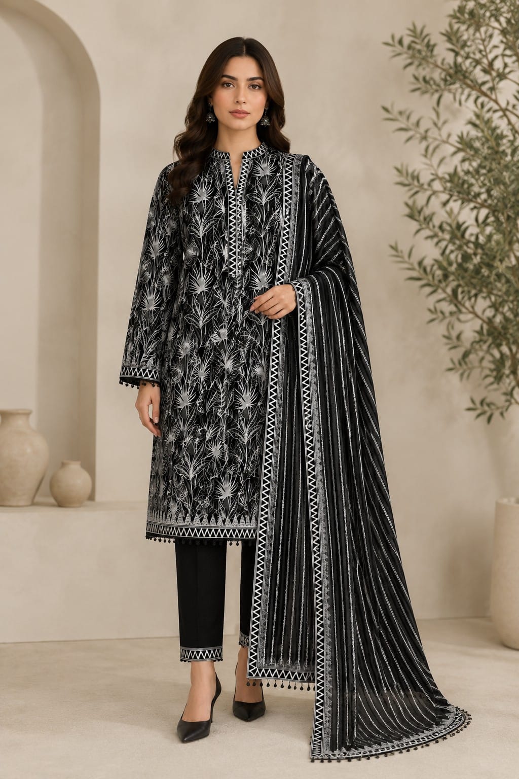 3Pcs Unstitched  LUS-V6-007
