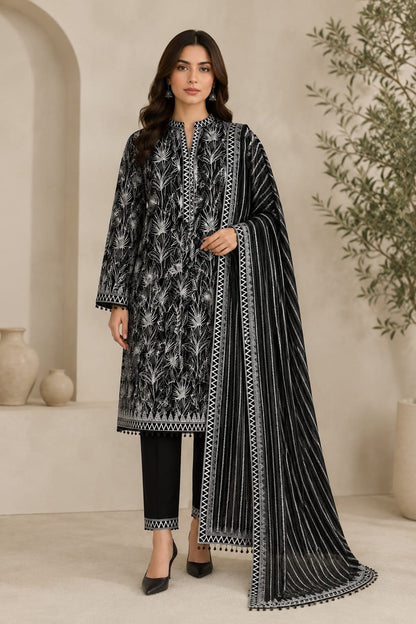 3Pcs Unstitched  LUS-V6-007