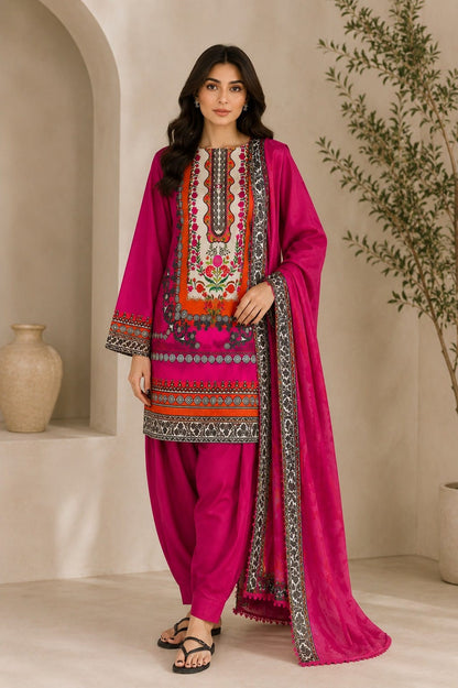 3Pcs Unstitched  LUS-V6-008