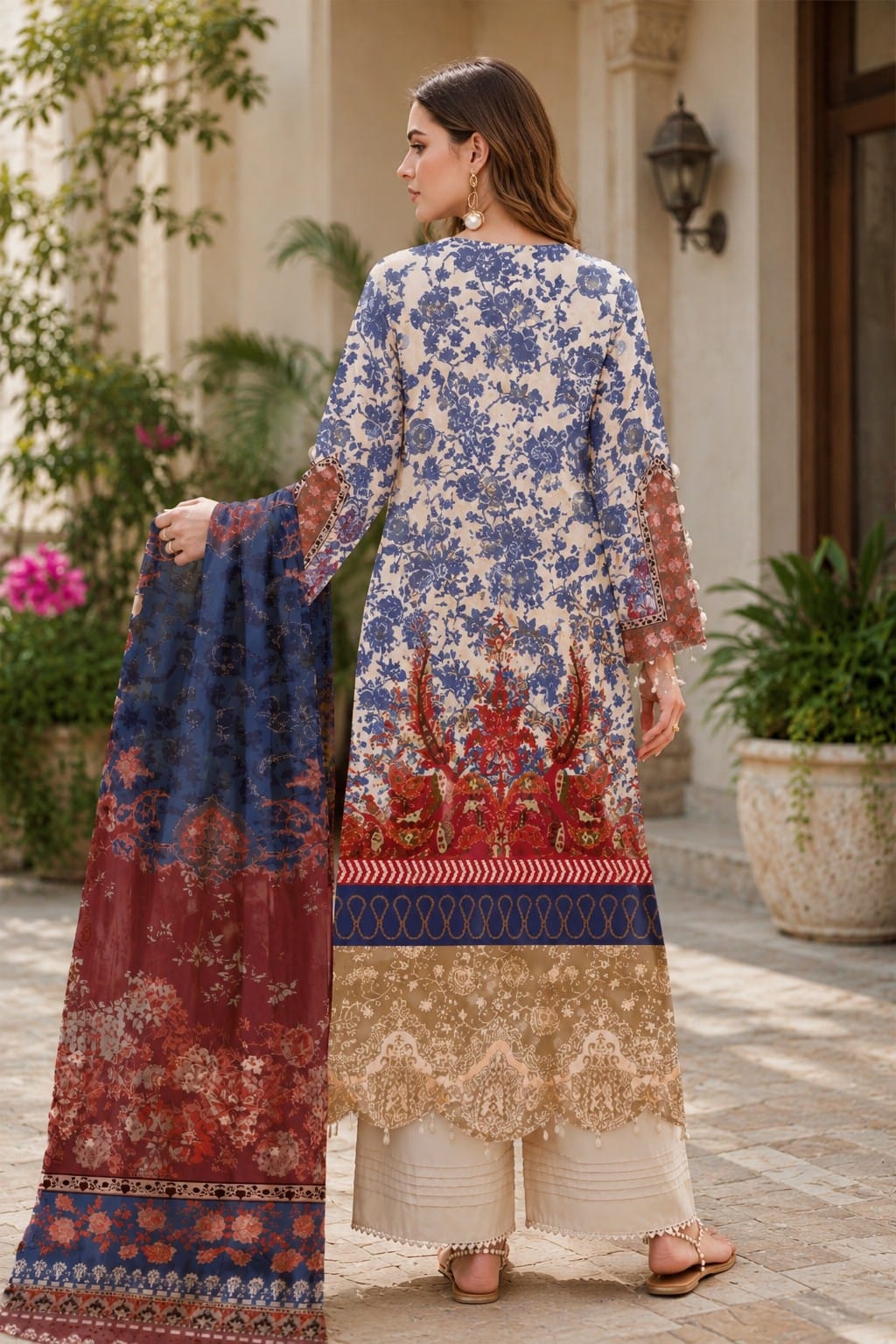 3Pcs Unstitched  LUS-V6-009