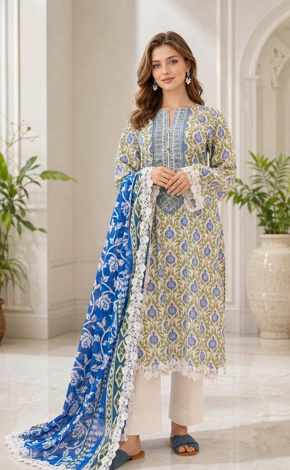 3Pcs Unstitched  LUS-V7-002