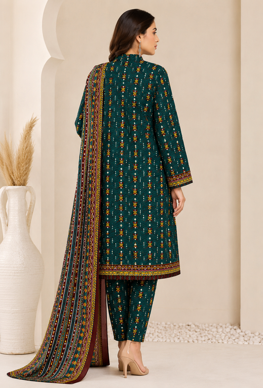 3Pcs Unstitched  LUS-V8-0010
