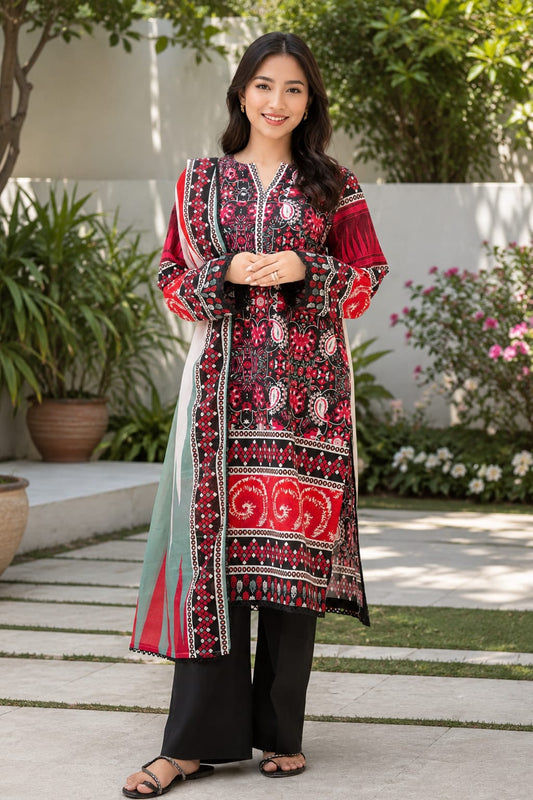 3Pcs Unstitched  LUS-V8-002