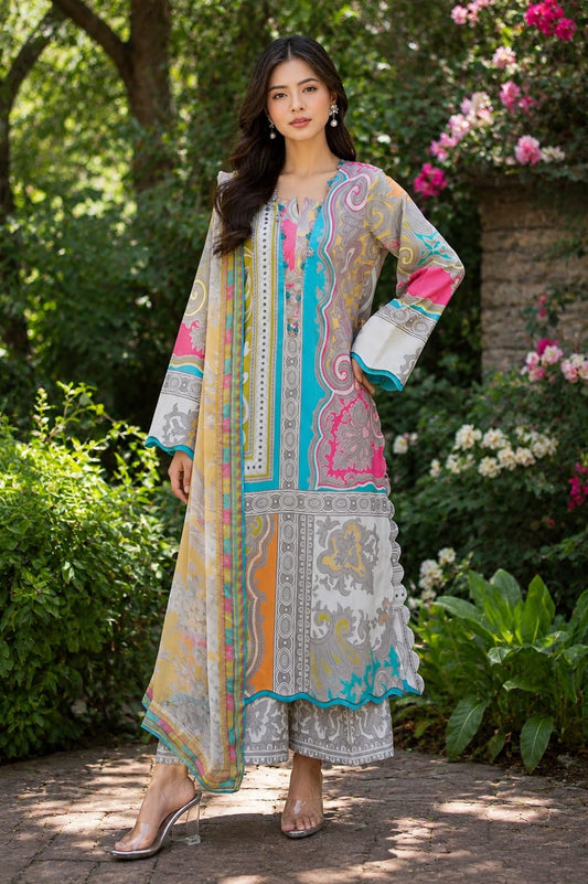 3Pcs Unstitched  LUS-V8-004