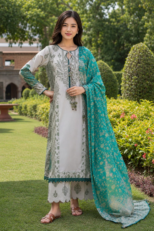 3Pcs Unstitched  LUS-V8-005