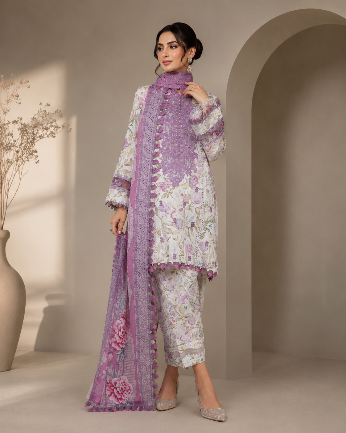 3Pcs Unstitched  LUS-V8-009