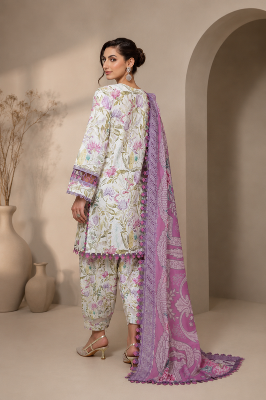 3Pcs Unstitched  LUS-V8-009