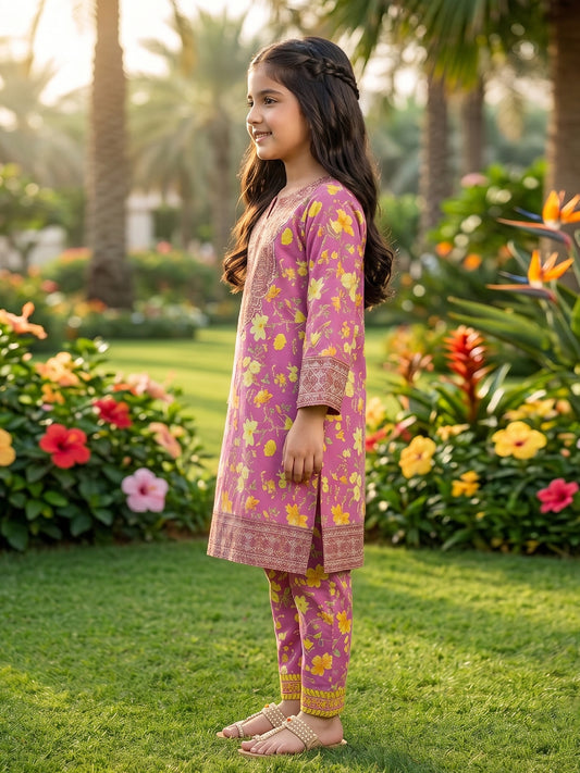 RWS-0011, Embroidered Multi-Colored Digital Print 2 Pcs