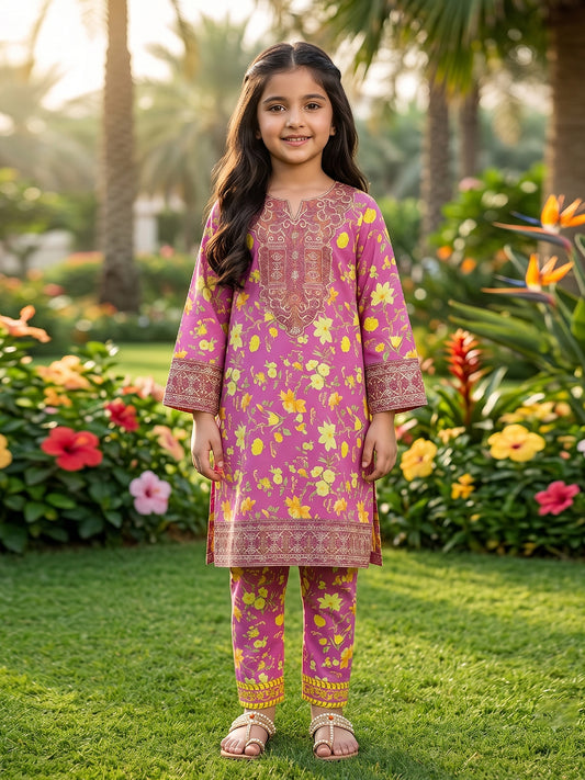RWS-0011, Embroidered Multi-Colored Digital Print 2 Pcs